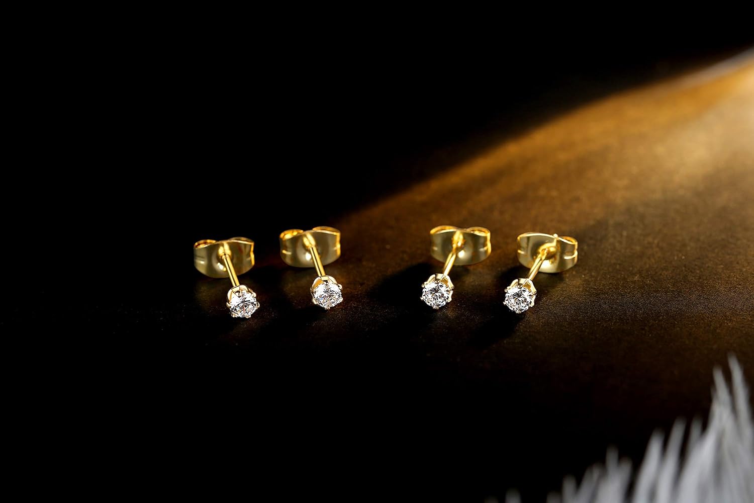 6-10 Pairs Tiny Women's Stainless Steel Round Clear Cubic Zirconia Stud Earrings, Hypoallergenic Surgical Steel Earrings Set, 2mm 3mm 4mm CZ,