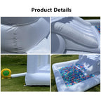 Portable White Bounce House with Slide and Ball Pit Multifunctional Inflatable Bouncer for Kids(13 * 8 * 8ft Oxford Cloth，with Air Blower