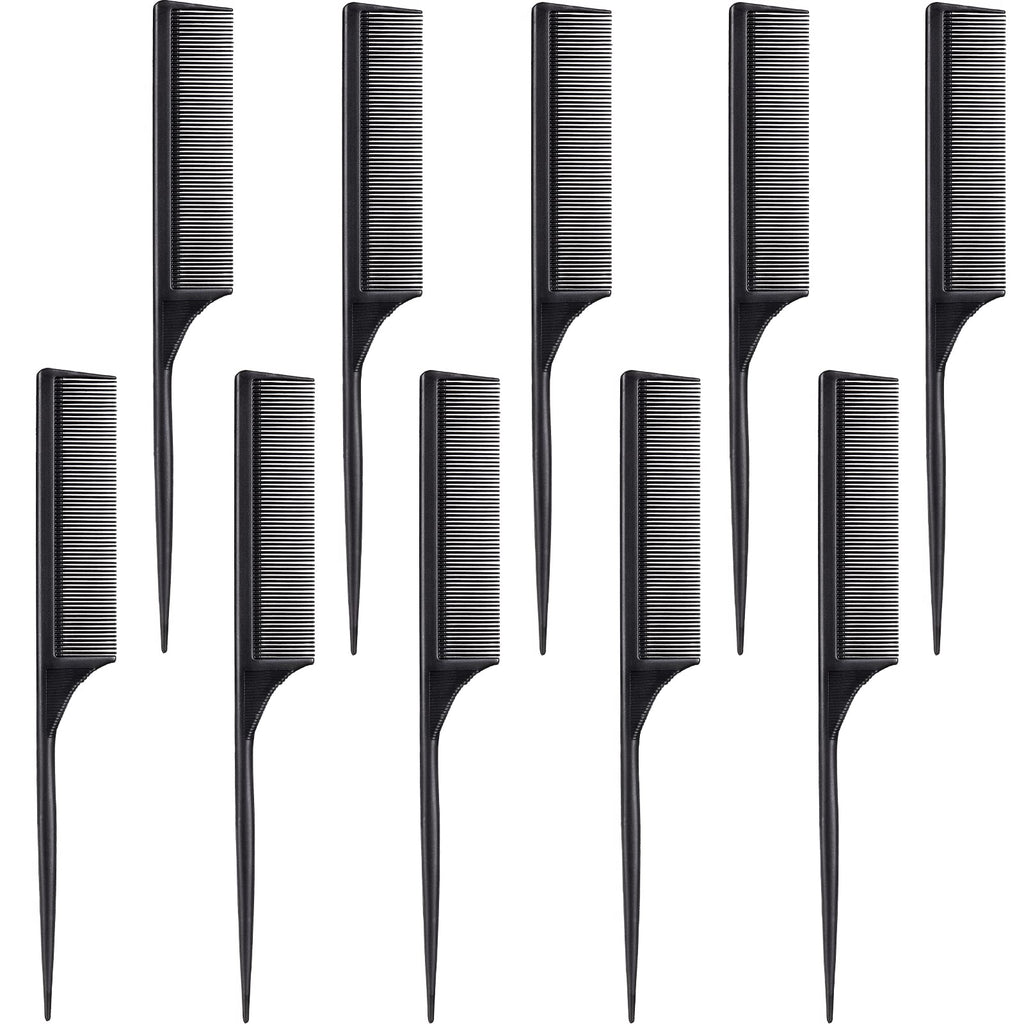 Leinuosen 10 stk Rottehale Kam Styling Carbon Varmebestandig Antistatisk Tease Kam til Bagrod Teasing Tilføjelse af Volumen Aften Styling (Sort)