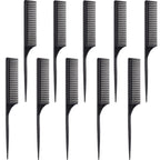 Leinuosen 10 stk Rottehale Kam Styling Carbon Varmebestandig Antistatisk Tease Kam til Bagrod Teasing Tilføjelse af Volumen Aften Styling (Sort)