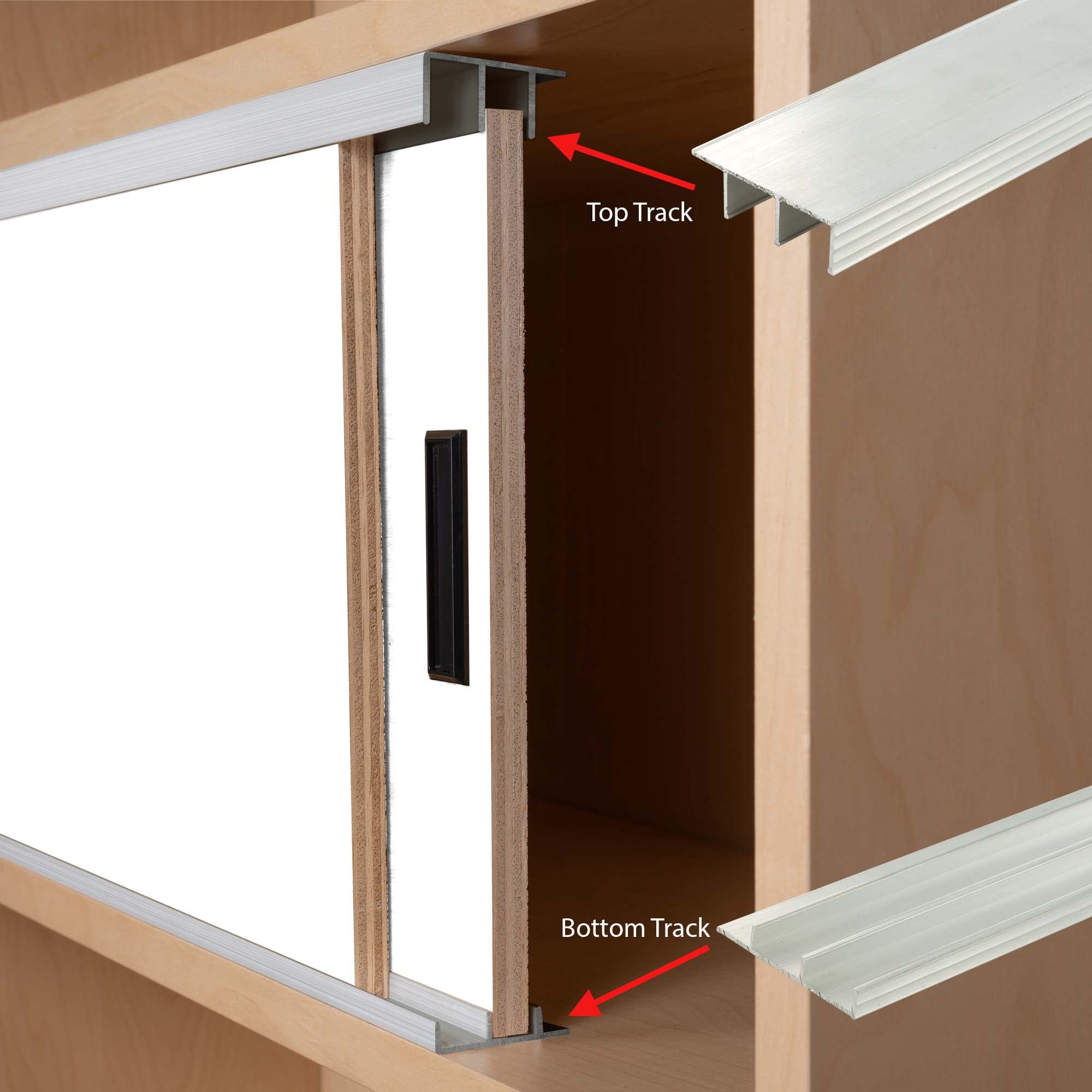 Outwater Industries' Aluminum Sliding Door Track with Mounting Leg for 1/2'' Glass or Wood Door Panels | 3 Foot Upper and Lower Track Set