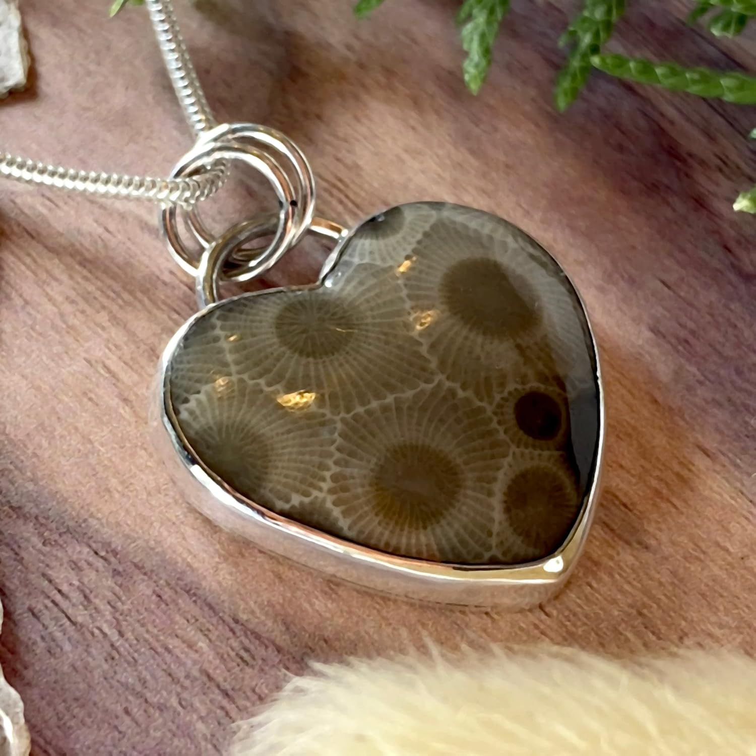 Petoskey Stone Heart Pendant Necklace