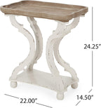 Christopher Knight Home Esther French Country Accent Table with Rectangular Top, Natural + Distressed White