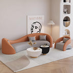 Couch Sets - Modern Curved Sectional Sofa Set with Chair, Stylish Sectional Couches with Coffee Table for Living Room, Office, Lounge, and Reception Areas (Orange Sofa-2 Sofa Chair, 78IN)