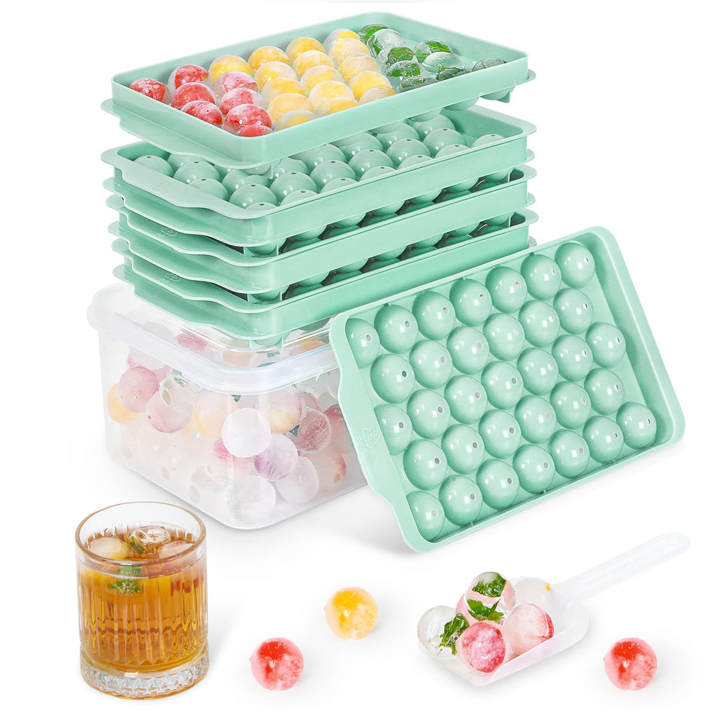 3 Pack Ice Trays for Freezer, 99 PCS Ice Cube Tray with Lid and Bin, Round Ice Cube Mold, Circle Ice Maker for Chilling Drinks (0.8 inch, Blue)