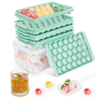 3 Pack Ice Trays for Freezer, 99 PCS Ice Cube Tray with Lid and Bin, Round Ice Cube Mold, Circle Ice Maker for Chilling Drinks (0.8 inch, Blue)