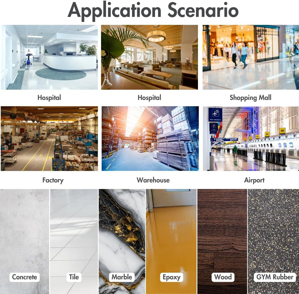 Ride-On Floor Scrubber Machine, 22" Brush, Complete Set of Parts, 5 Hours Continuous Working Time, 18.5 Gal Tanks, 48,000 Sqft/H Efficiency RT70