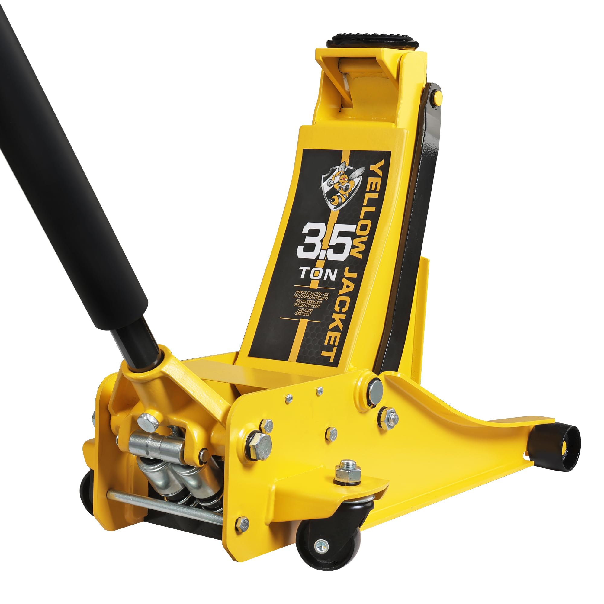 YELLOW JACKET Low Profile Floor Jack with Dual Pumps Quickly Lift Hydraulic Car Jack with Pad, 4 Ton (8,800 lb) Capacity