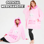 Hello Kitty Women Blanket Hoodie with Attached Plush Loungewear - Gifts for Her