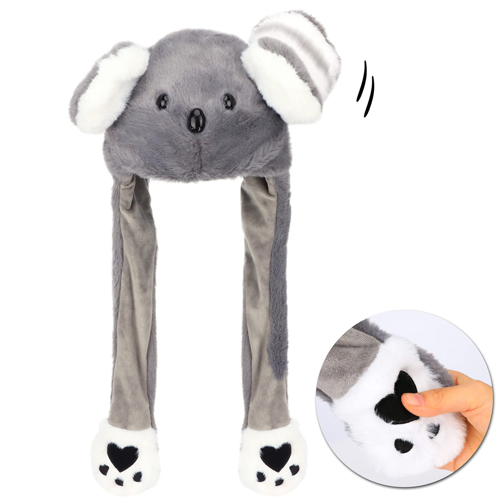 Animal Hat with Ears Moving Jumping Pop Up Beating Hat Plush Holiday Cosplay Dress Up Funny Gift for Kids