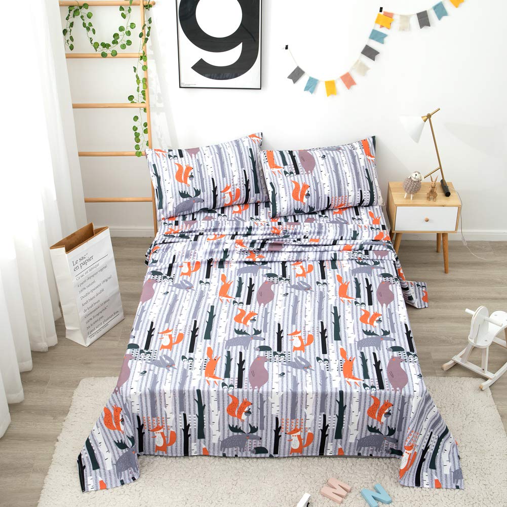 ست ملحفه کودکان یونیکورن صورتی JSD، سایز تویین، ۳ تکه، ملحفه‌های رختخواب میکروفایبر چاپ شده با طرح رنگین کمان برای دختران، جیب عمیق