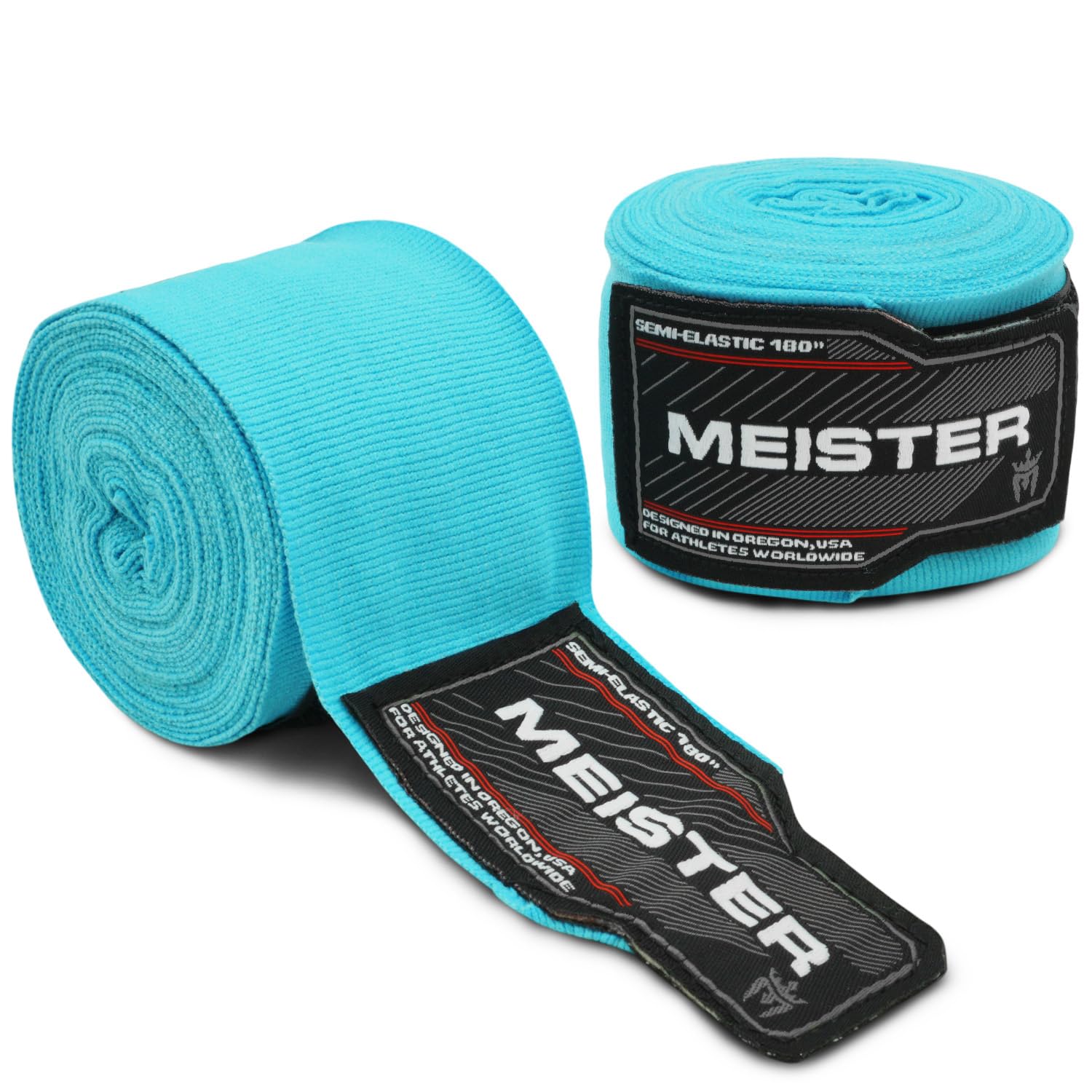 Meister Adult 180" Semi-Elastic Hand Wraps for MMA & Boxing (Pair)