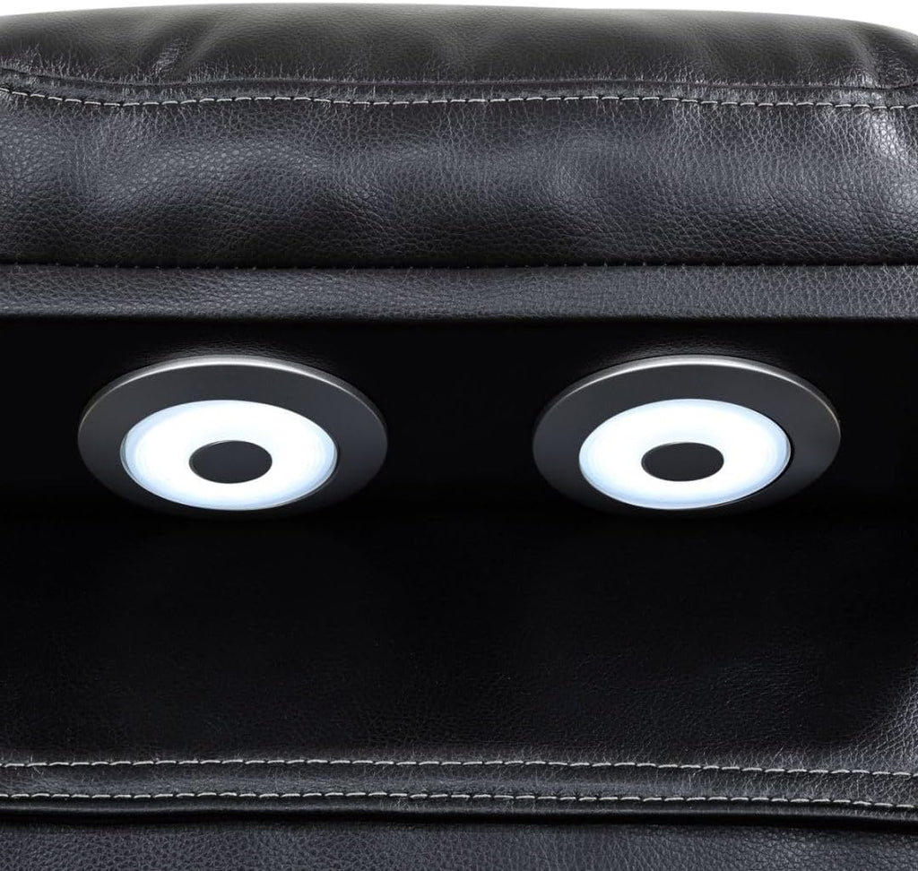 Power Recliner Sofa Set With LED, Leather Furniture Reclining Couch With USB Port/Storage/Cup Holder for Living Room Office Home (Sofa+Loveseat+Chair, Black)