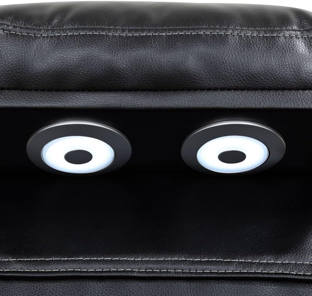 Power Recliner Sofa Set With LED, Leather Furniture Reclining Couch With USB Port/Storage/Cup Holder for Living Room Office Home (Sofa+Loveseat+Chair, Black)