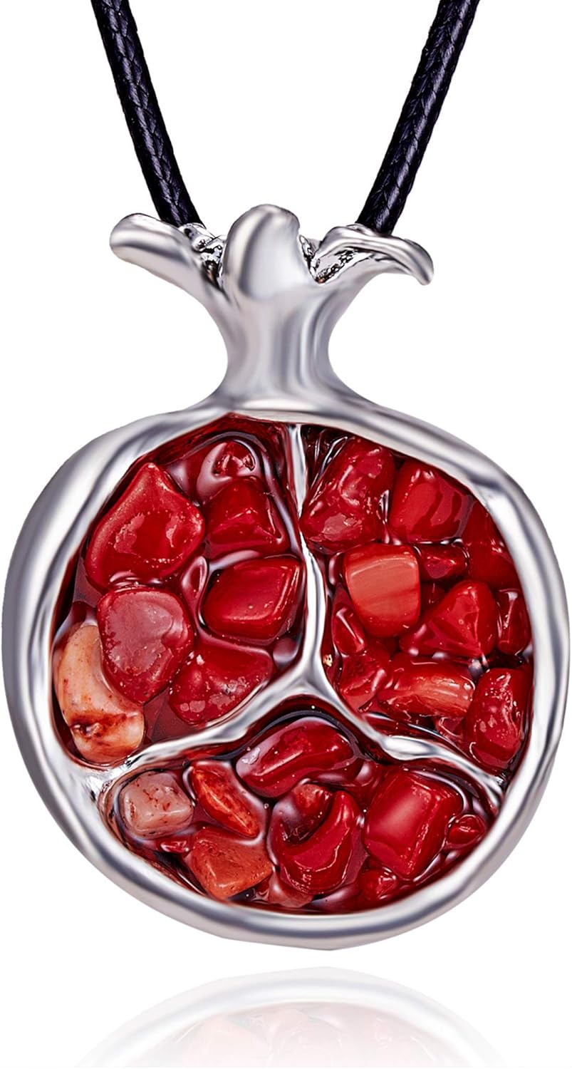 fly way Exaggerated Long Pomegranate Necklace, Novel and Fashionable Fruit Pendant Necklace