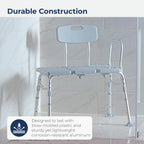Drive Medical 12011KD-1 Tub Transfer Bench For Bathtub, Height Adjustable Shower Bench with Backrest, Shower Seat Shower Chair Bath Chair for Elderly, Seniors, Arm Support for Transfer, 400 Weight Cap
