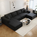 107.5" Cloud Sectional Couch with L-Shape Chaise,Modern Modular Sofa with Deep Seat, Upholstered Couches for Living Room Bedroom Apartments,No Assembly Required, (Black,Right Facing Chaise)