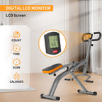 NAYSAYE Entraîneur d'Assistance aux Squats, Machine à Squats Machine à Ramer avec Bandes de Résistance Réglables Écran LCD, Entraîneur d'Exercice Pliable avec Capacité de Charge de 265LBS pour Bureau à Domicile Argenté