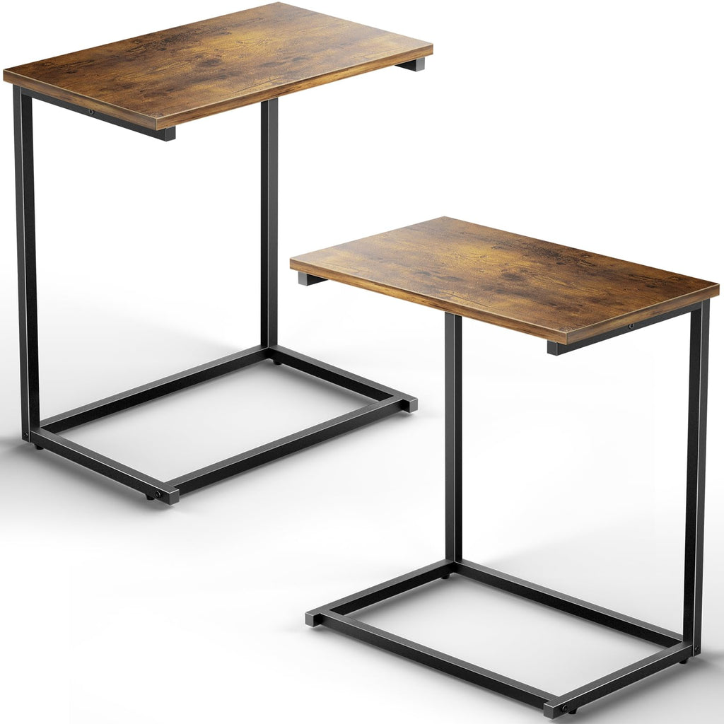 Pipishell C Shaped End Table 27 inches High, Side Table for Couch Slide Under, C Table Sofa Side End Table for Living Room