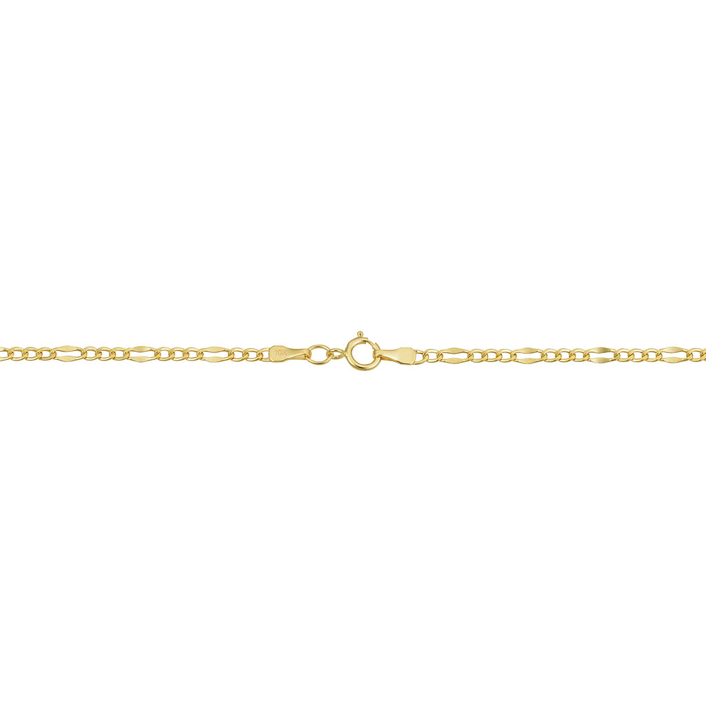 Colar de Corrente Figaro em Ouro Amarelo Maciço 10k da Kooljewelry (2,3 mm, 18 polegadas)
