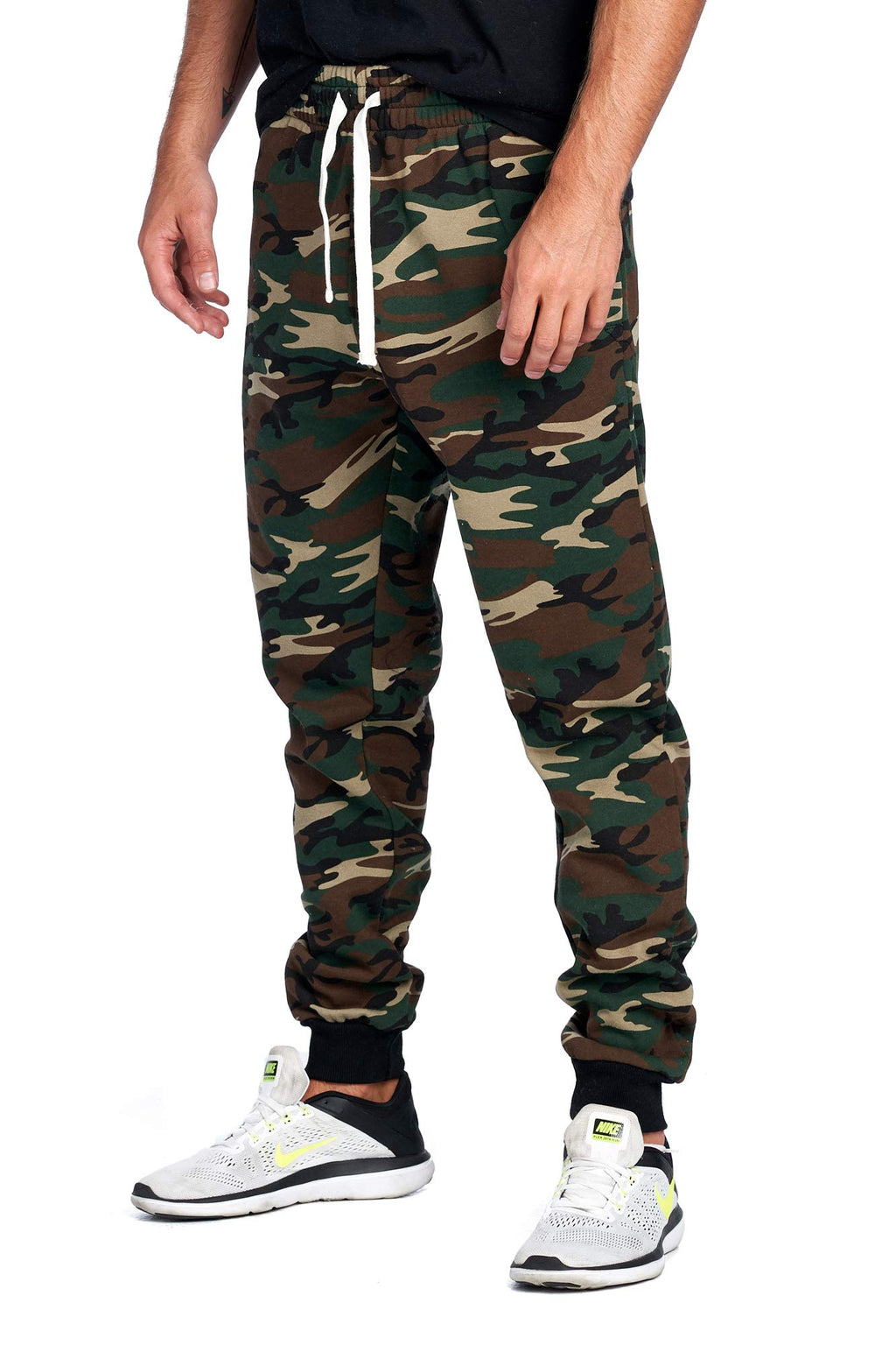 PROGO USA Men's Joggers Sweatpants Basic Fleece Marled Jogger Pant Elastic Waist (Medium, Forest Camouflage) - Grand Goldman