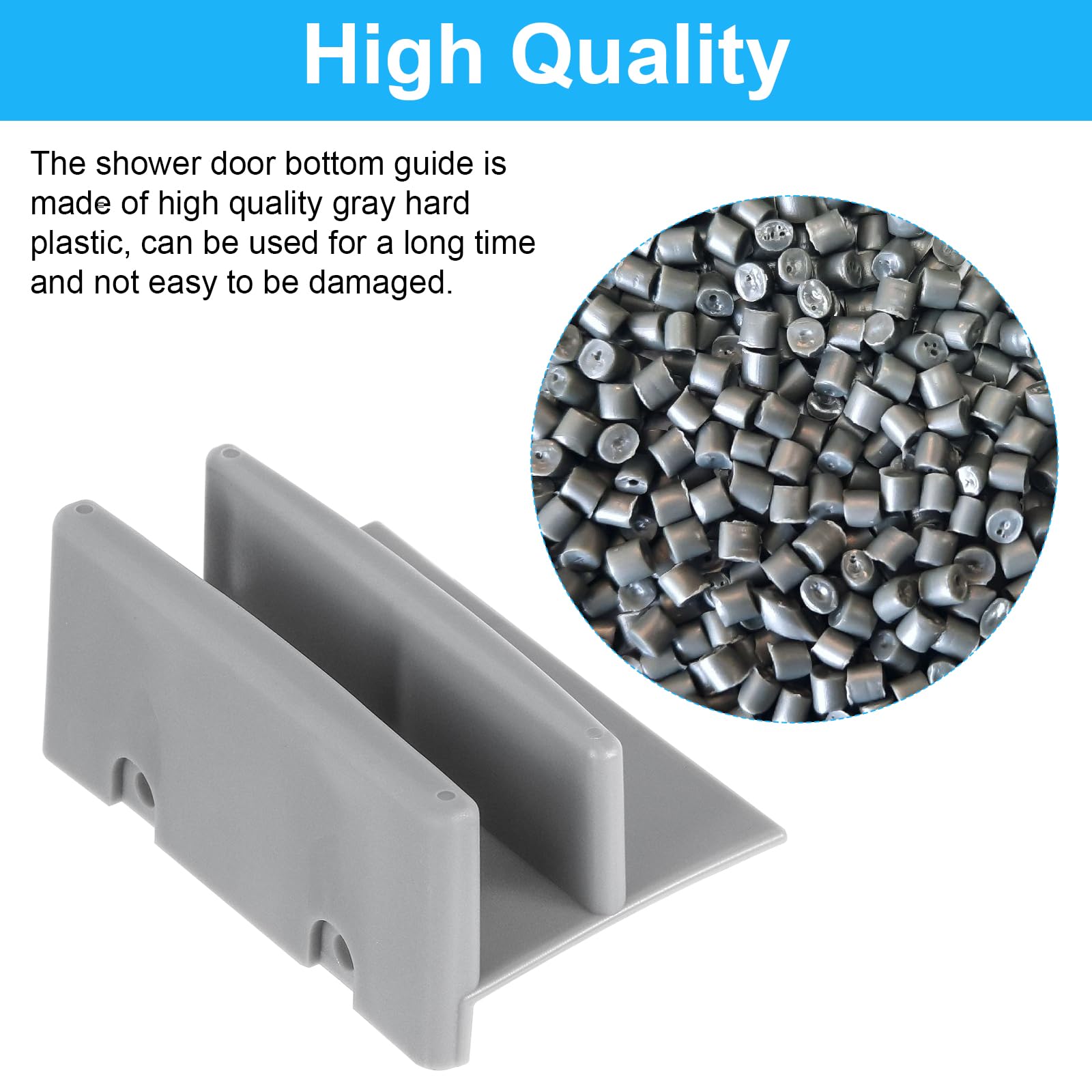 Guide inférieur coulissant pour porte de douche M6192, canal de 1/2 pouce, (gris 2 pièces)