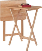 Winsome Alex Set of 2 Foldable Snack Tables, for Living Room, 26", Natural