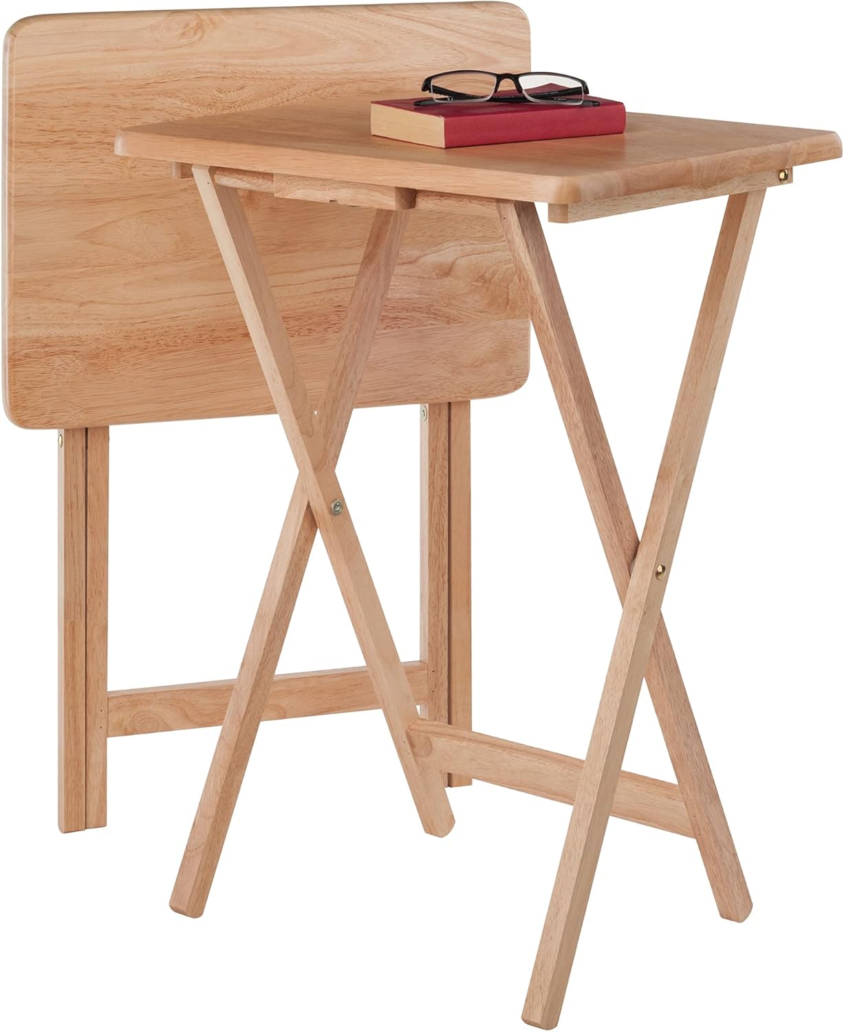 Winsome Alex Set of 2 Foldable Snack Tables, for Living Room, 26", Natural