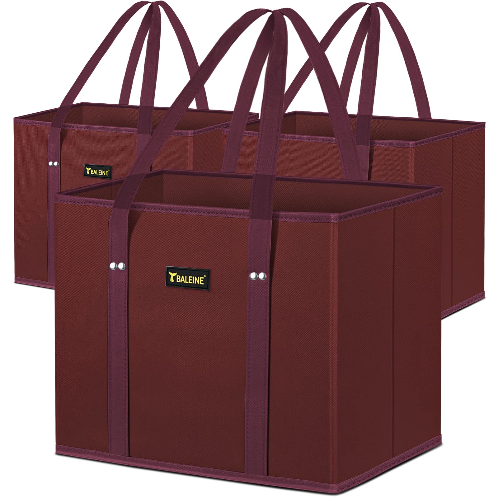 BALEINE 3Pk Reusable Grocery Bags, Foldable Shopping Bags for Groceries with Reinforced Bottom & Handles (Antique Foliage)
