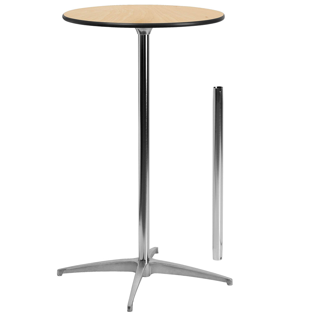 Flash Furniture Lars Black 30'' Round Wood Cocktail Table with 30'' and 42'' Columns