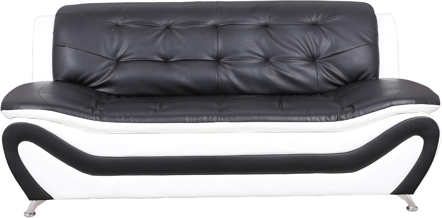 Beverly Fine Furniture 3 Piece Aldo Modern Sofa Set, Black/White