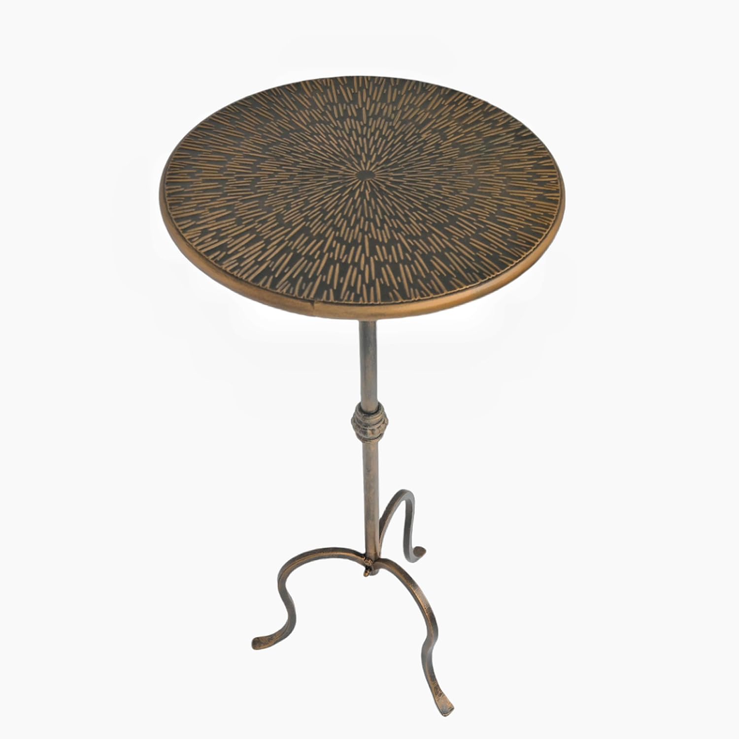 Metal Side Table, Martini Style Coffee Table Vintage Small Round Aceent Table 23inch for Living Room Bedroom Antique