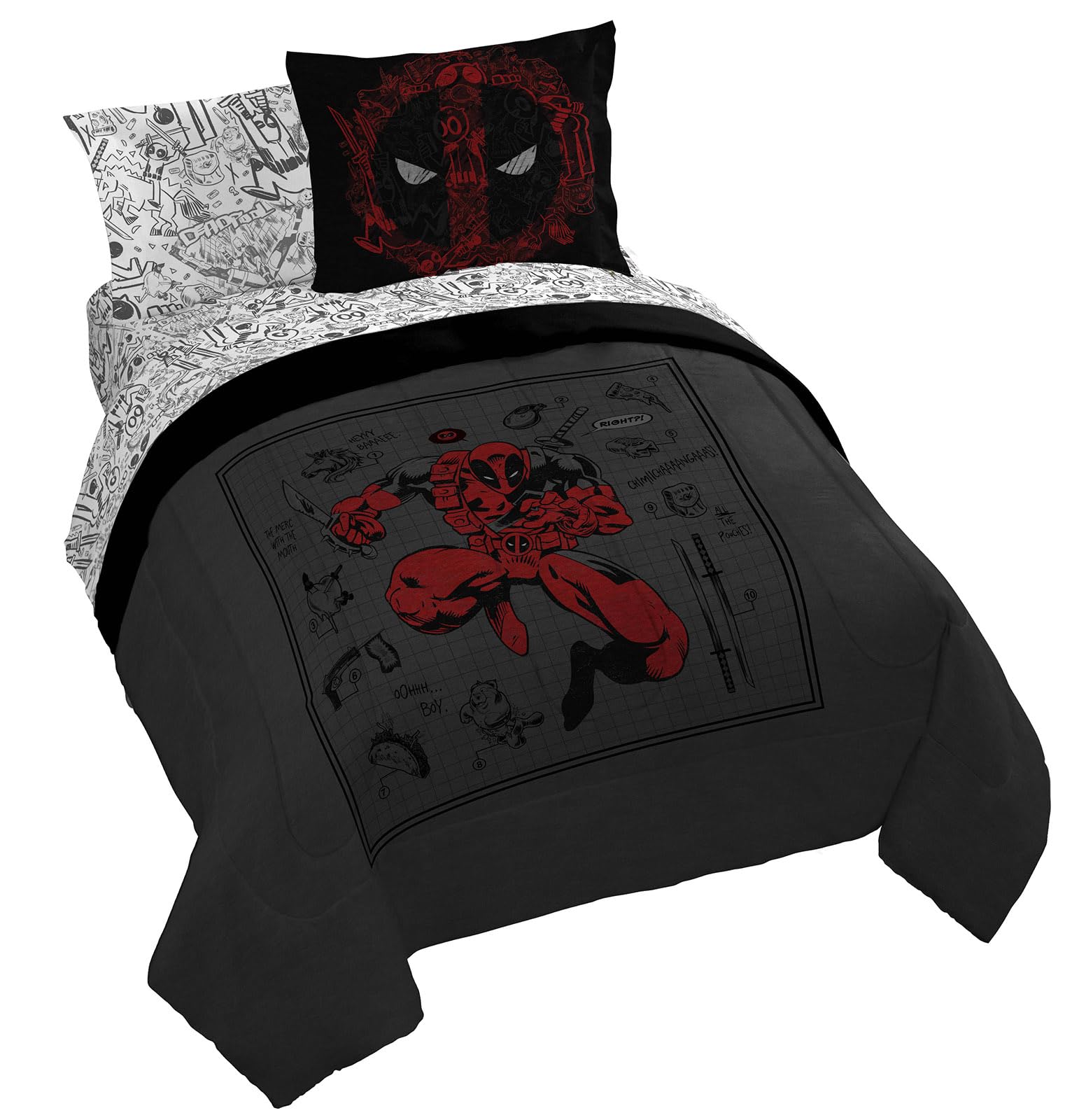 Jay Franco Minecraft Creeper Queen Comforter Set - 7 Piece Gamer Bedding Includes Sheet Set & Pillow Covers - Super Soft Checkered Bedding