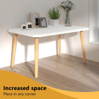 Square Coffee Table Low Table with 4 Solid Wood Sturdy Legs, Floor Table Desk for Sitting on The Floor, Storage and Living Room Furniture (White)