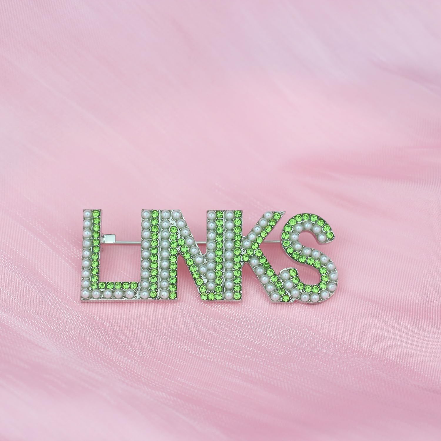 Greek Sorority Brooch Pin for Women Sorority Gift Paraphernalia Jewelry Green Rhinestone Pearl Brooch Pin Sisterhood Graduation Gift for Soror Sister