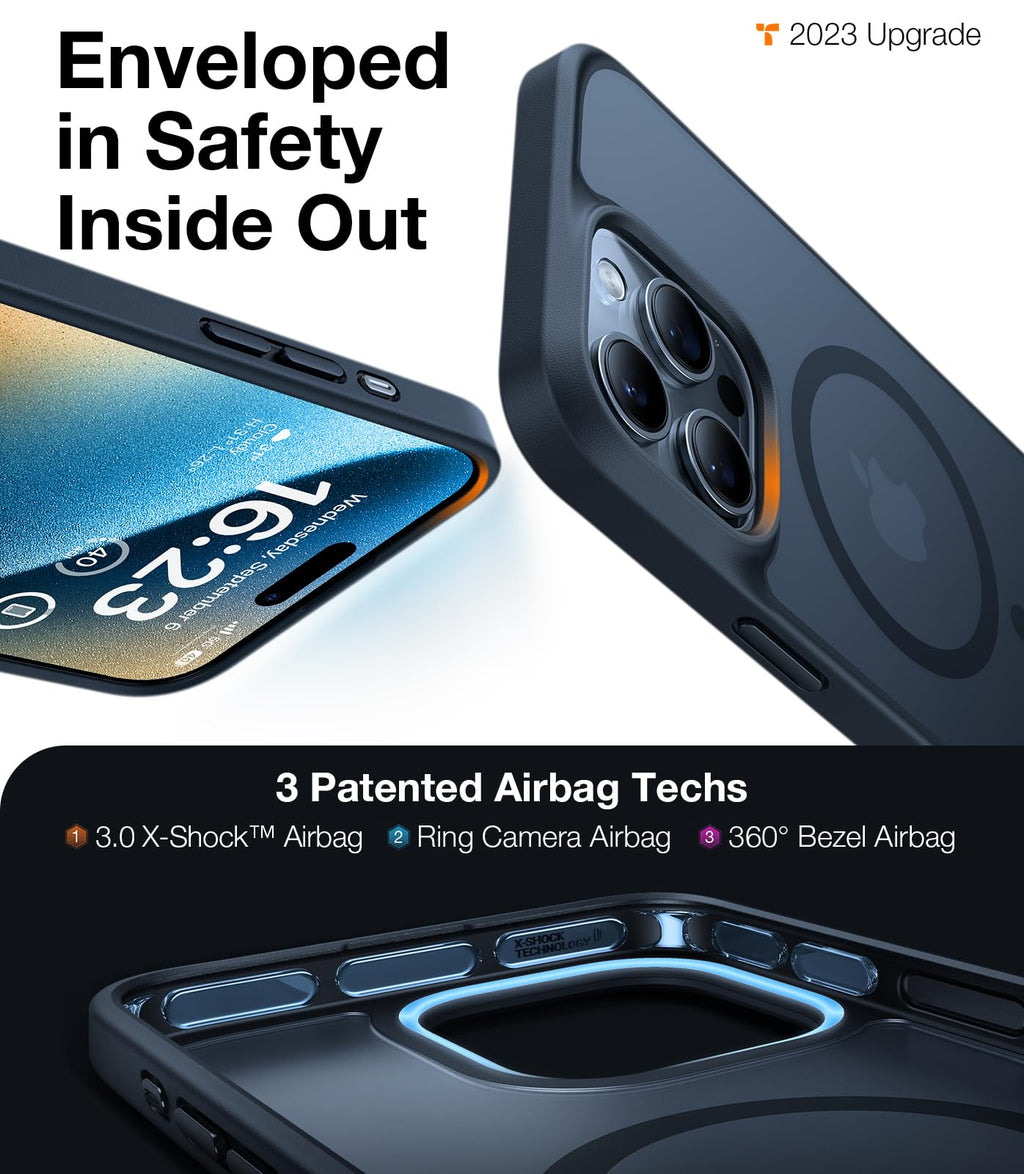 TORRAS Magnetic for iPhone 13 Pro Max Case [Military Grade Drop Tested] [Compatible with MagSafe] Translucent Hard PC Soft Slim Tough Anti-Fingerprint Case for iPhone 13 Pro Max Phone Case, Black