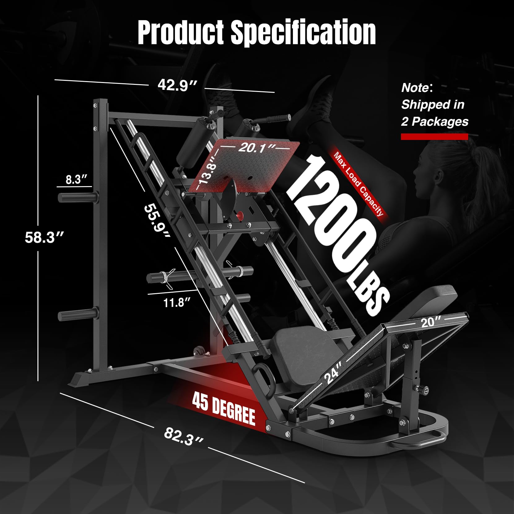 Dripex Leg Press Machine, Leg Press Machines for Home Gym with Roller Bearing,Professional Adjustable Leg Press Hack Squat Machine Combo with 4 Weight Plate Storage Holders for Full Lower Body Workout