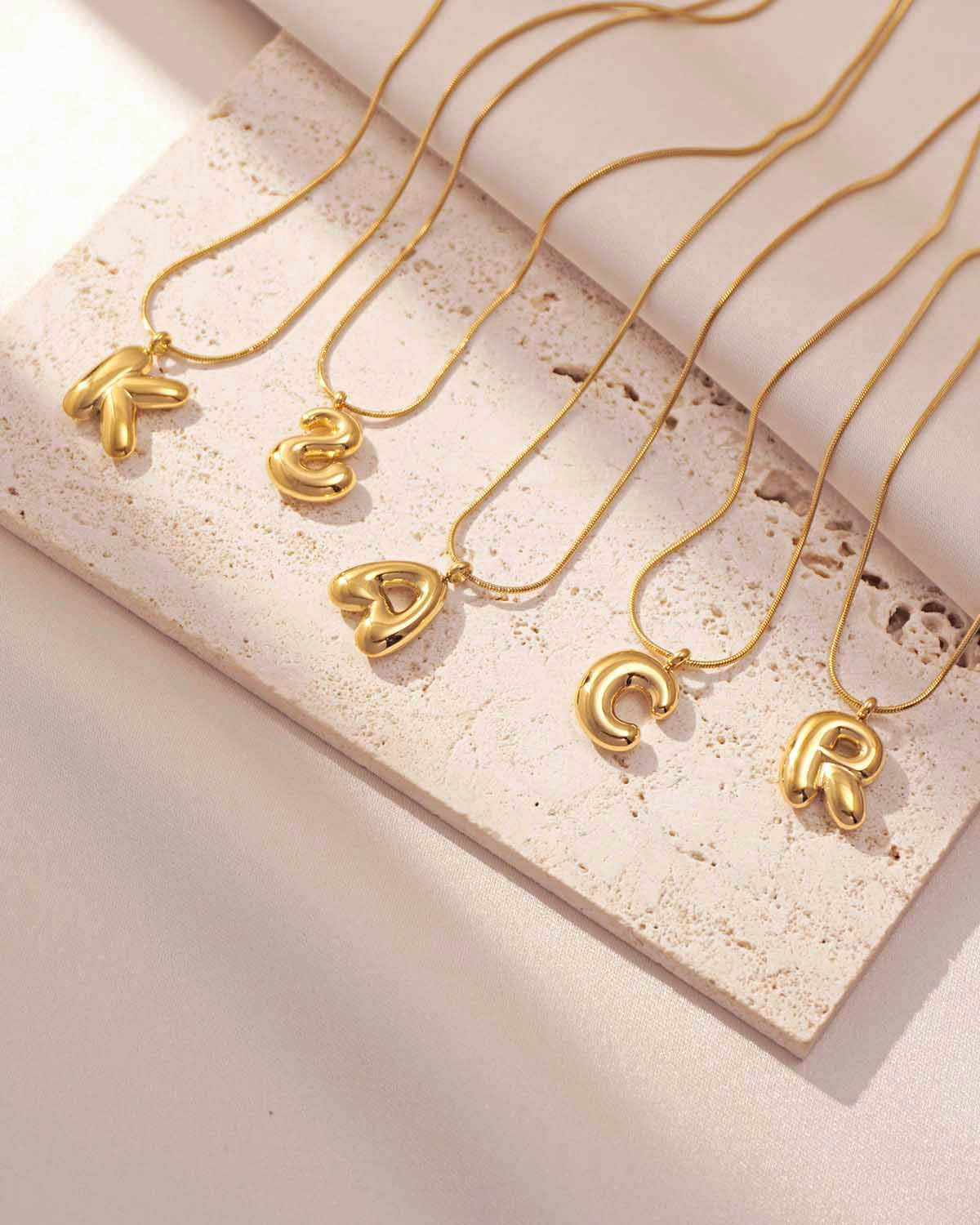 NEXIULT Bubble Letter Necklace 18K Gold Plated Balloon A-Z Initial Necklace for Women, Trendy Letter Pendant Choker Necklace Dainty Jewelry Gift (B, Gold Snake Chain)