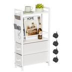 Narrow Side Tables with Drawer for Small Spaces, Small End Table Slim Nightstand with Wheels, Space Saving Skinny Thin Bedside Sofa Coffee Desk with Storage Bag for Bedroom Living Room Couch