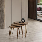 Solid Wood Nesting Coffee Table Set of 3 - Mid Century Modern Pebble Tables with Tapered Legs – Wooden Home Furniture in a Retro Style (Walnut)