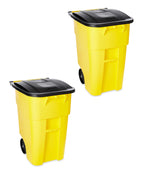 Rubbermaid Commercial Products BRUTE Rollout Heavy-Duty Wheeled Recycling Can/Bin, 50-Gallon, Blue Recycling, for Restaurants/Hospitals/Offices/Warehouses/Garage