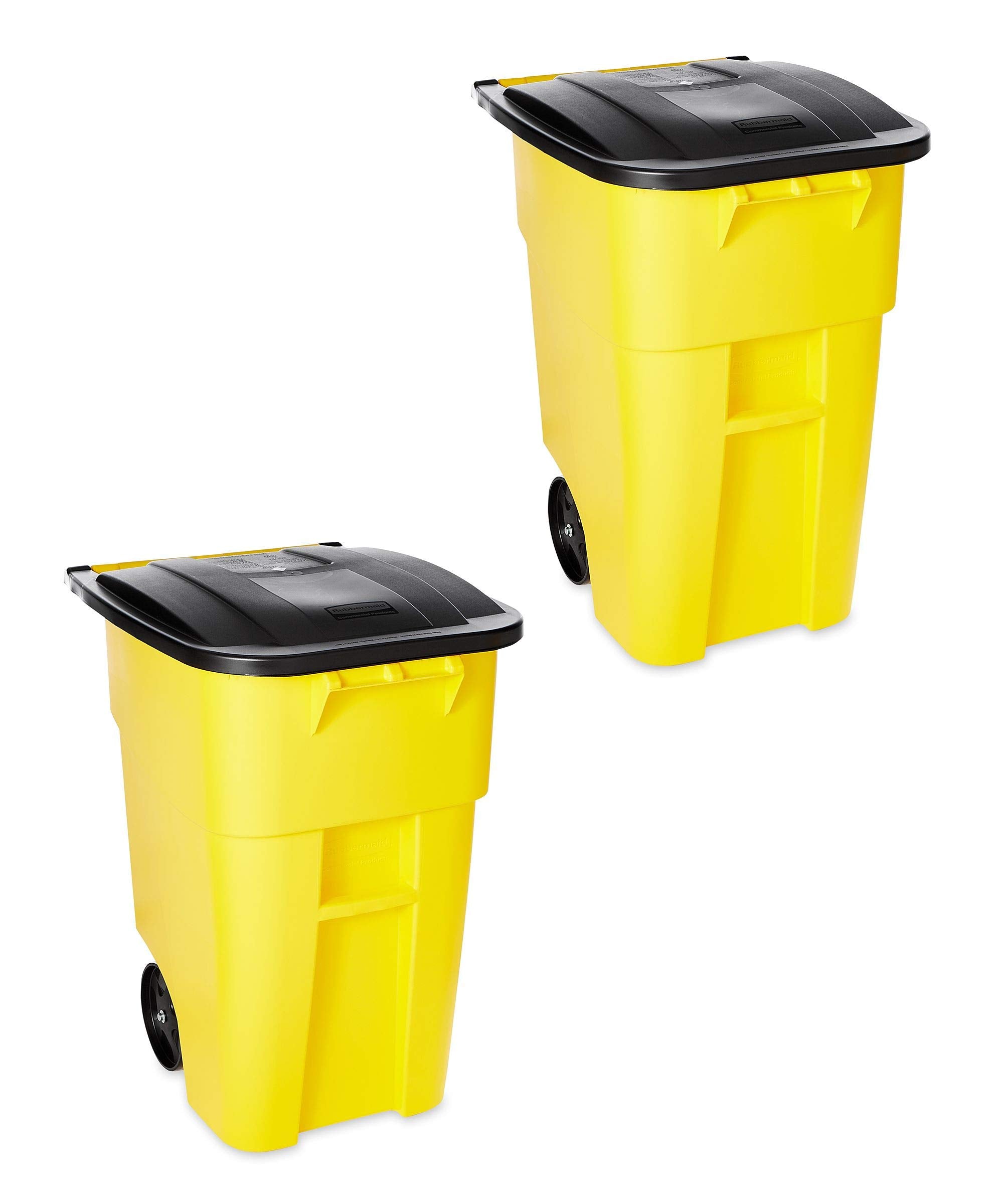 Rubbermaid Commercial Products BRUTE Rollout Heavy-Duty Wheeled Recycling Can/Bin, 50-Gallon, Blue Recycling, for Restaurants/Hospitals/Offices/Warehouses/Garage