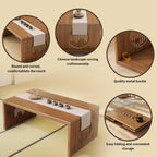 Japanese Folding Coffee Table, Foldable Low Coffee Tables, Bamboo Floor Table Desk for Sitting on The Floor, No Assembly, Portable Living Coffee Table (39.4 Inch)