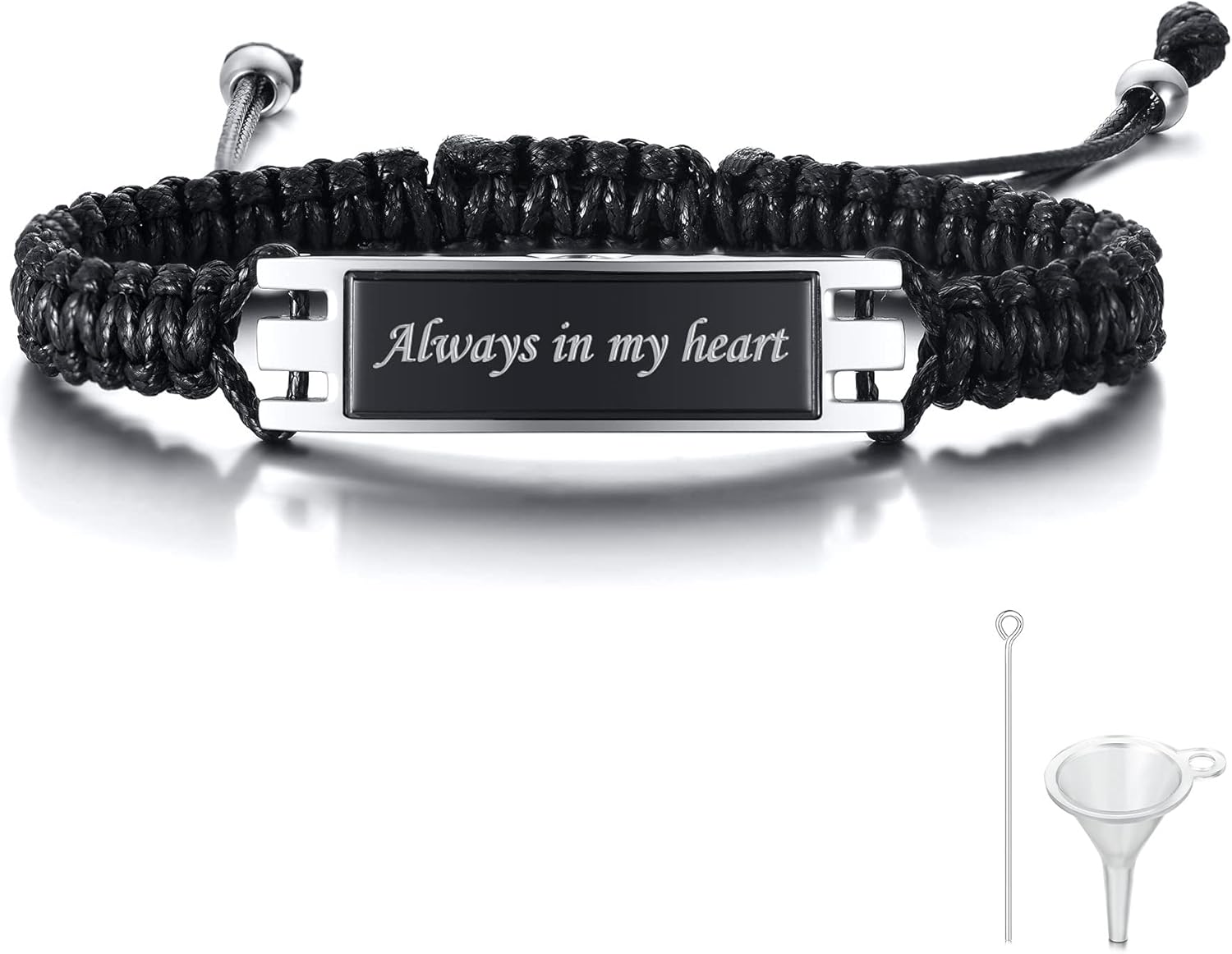 MPRAINBOW Adjustable Cremation Memorial Urn Bracelet, Stainless Steel Cremation Manmade Braided Urn Bracelet Keepsake Urn Bracelet for Ashes with Fill Kit