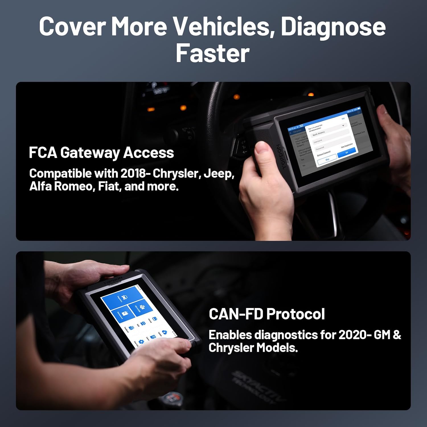 TOPDON Scanner AD800BT V2.0, Bidirectional Scan Tool, Full Systems Diagnostic Tool for All Vehicles, Automotive Diagnostic Scanner for Car, 28+ Services, FCA AutoAuth, CANFD, 2 Years Free Update