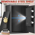 Coffre-fort domestique grand 3,0 pi³ avec sac ignifuge et étanche, coffres-forts numériques pour la maison avec serrure à clavier et clé, coffre-fort pour documents et argent, coffre de sécurité pour bureau, hôtel et usage personnel