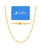 Jewlpire Collana a catena a clip di carta in oro 14K solido italiano da 3mm per donne, catena d'oro per donne lucida e robusta, collane a catena da donna da 18 pollici