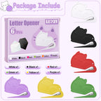 6-pak brevåbner kuvertåbner i katteform, Luxiv kuvertåbner til kvinder, mænds poståbningsværktøj mini sikkert brevpakkeåbningsværktøj til kontor, hjem (6)