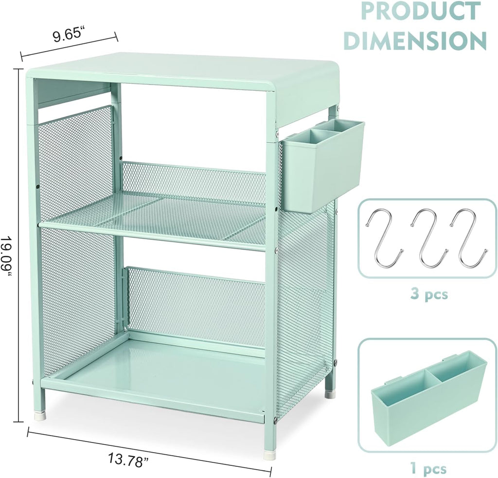 Mint Green Nightstand, End Table with Hooks and Holder, Kids Nightstand for Bedroom, Toddler Bedside Table, Small Desk for Girls, Coffee Table for Living Room, Dorm, Office (Mint)