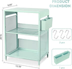 Mint Green Nightstand, End Table with Hooks and Holder, Kids Nightstand for Bedroom, Toddler Bedside Table, Small Desk for Girls, Coffee Table for Living Room, Dorm, Office (Mint)